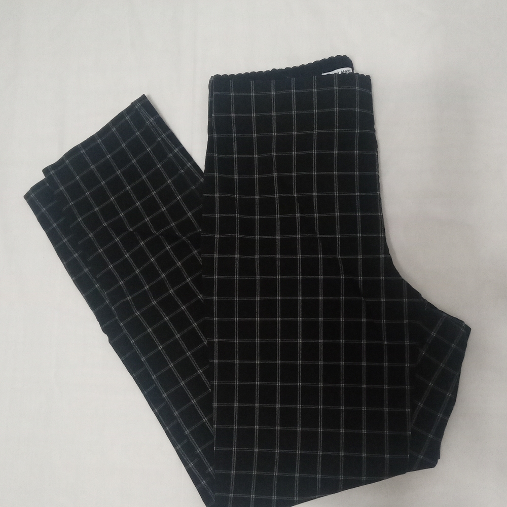 Elle Women's Black & White Plaid Skinny Ankle Pants Trousers Size Medium - Picture 3 of 6